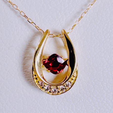 6066 K18YG ビルマ産ビジョンブラッドルビー0.12ct/ダイヤモンド0.02ctネックレス