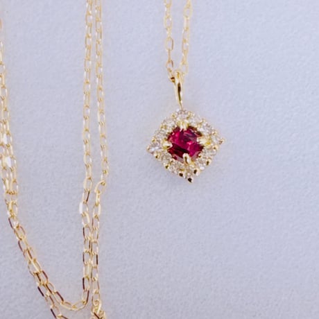 ERI様 5920 K18YG ルビー0.05ct/ダイヤモンド0.03ctネックレス