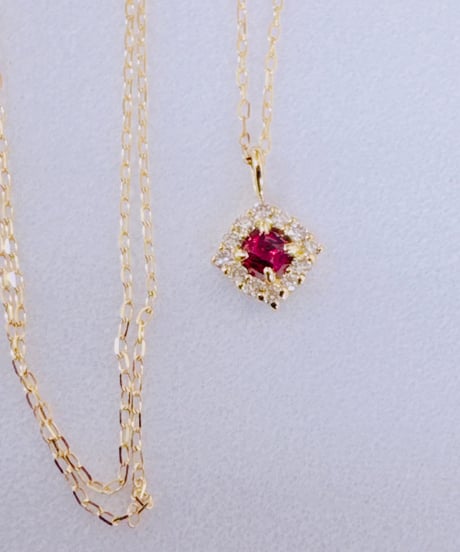 ERI様 5920 K18YG ルビー0.05ct/ダイヤモンド0.03ctネックレス