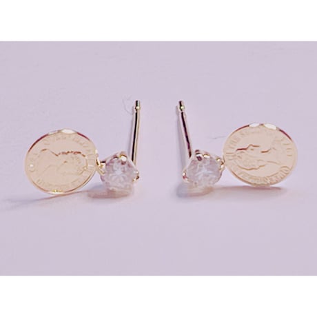 ako様1577 K18YG 0.2ct/6ミリ モアサナイト/コインピアス