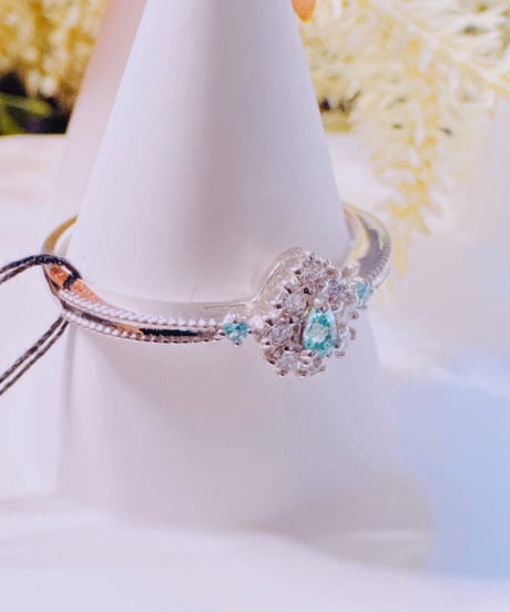 リリ様#13、rie_1118様#11、panda様#11、えり様#12 PT950 パライバートルマリン0.04ct/0.01ct/ダイヤ0.10ctリング #12