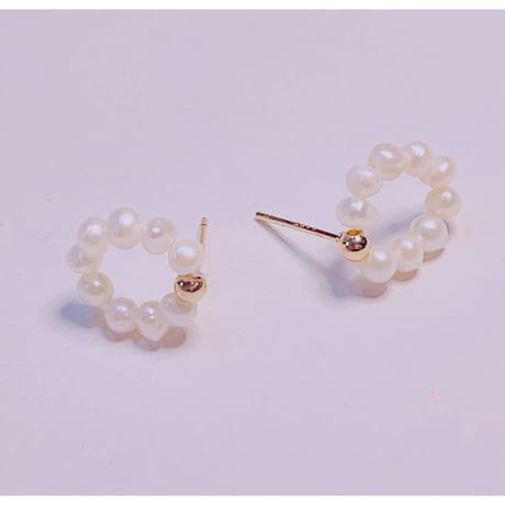 1864 淡水パールピアス　シルバー９２５