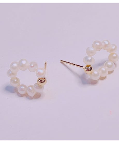 1864 淡水パールピアス　シルバー９２５