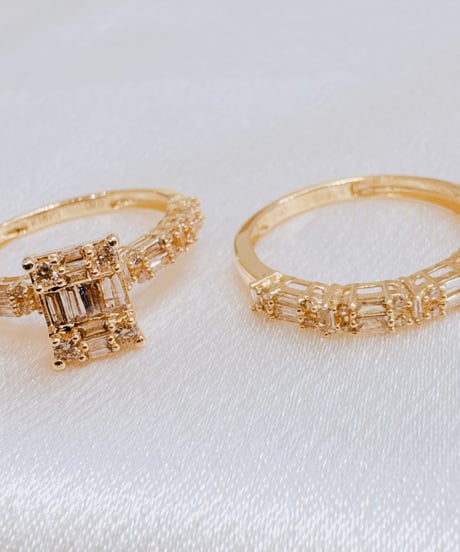 TJF20809  2個セット K18YG D1.0ct リング  #12