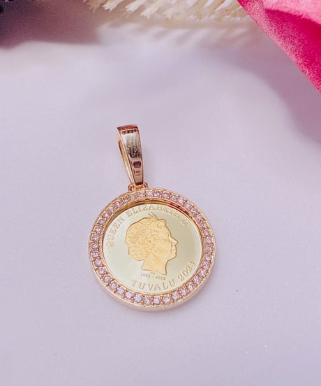 たかみ様 30013 K24YG/K18YG枠 D0.20ct 1/25OZ 3.41g コインペンダント