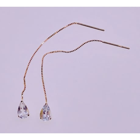 1200 K18YG 4X6 0.7ctアクアマリンピアス