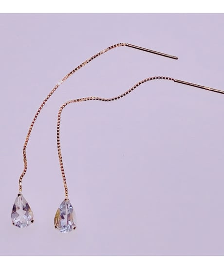 1200 K18YG 4X6 0.7ctアクアマリンピアス