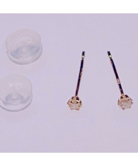 1434  K18YG 0.12ctモアサナイトダイアモンドピアス