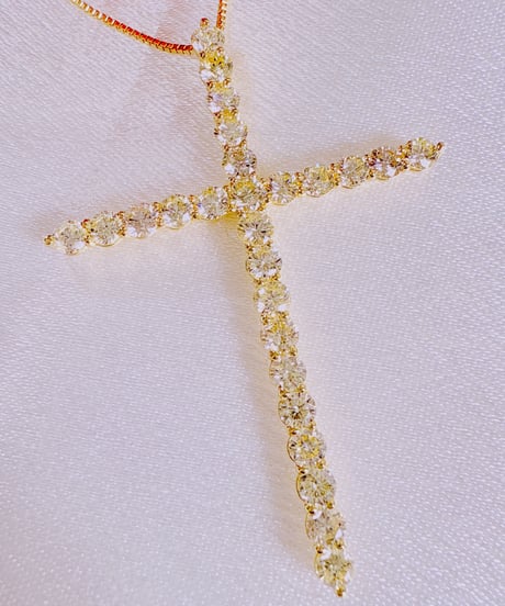 プクココ様 20941 K18YG D2.0ct クロスネックレス