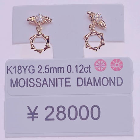 1410 K18YG 2.5ミリ 0.12ctモアサナイトダイアモンドピアス