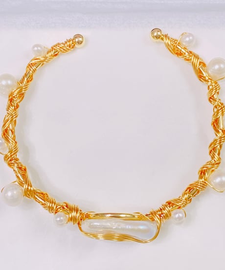 5848  ご褒美　淡水パールバロックブレスレット