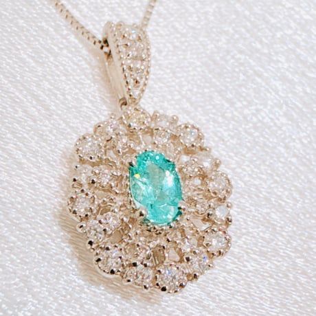 TJF20843 PT900 パライバトルマリン0.20ct/D0.22ct ネックレス