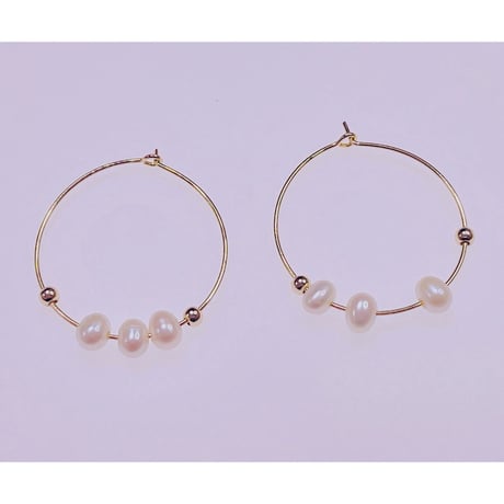 1486 淡水パールフープピアス