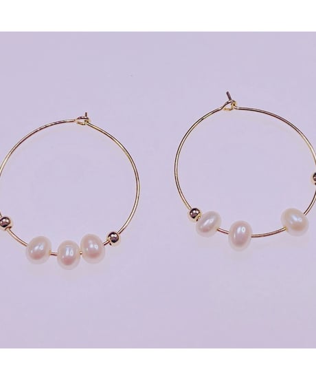 1486 淡水パールフープピアス