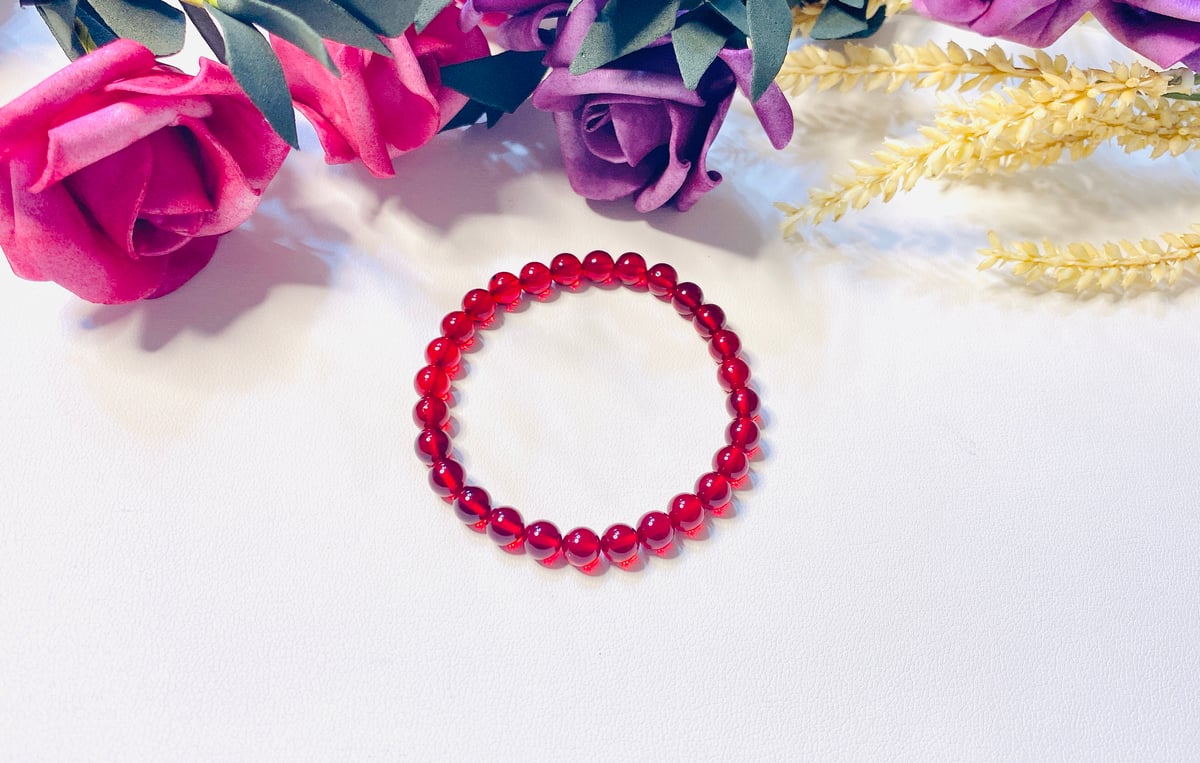 32002 6.5-7mmルビーレッドアンバーブレスレット ポーランド産