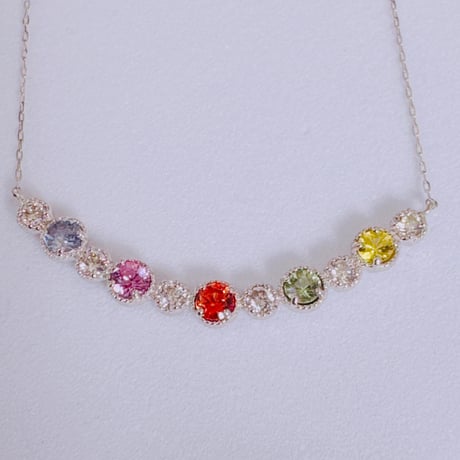 6054 PT900 サファイア0.6ct/ダイヤモンド0.20ctネックレス