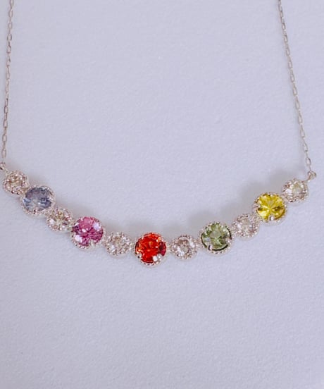 6054 PT900 サファイア0.6ct/ダイヤモンド0.20ctネックレス