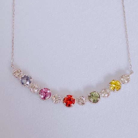 6054 PT900 サファイア0.6ct/ダイヤモンド0.20ctネックレス