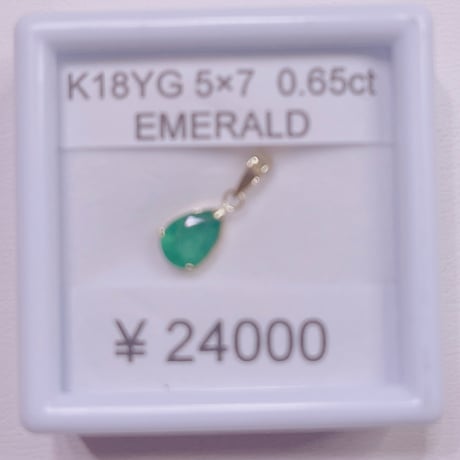 1388 K18YG 5X7 0.65ctエメラルドペンダントトップ