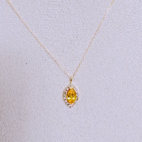 えり様 5916 K18YG イエローサファイア0.25ct/ダイヤモンド0.10ctネックレス
