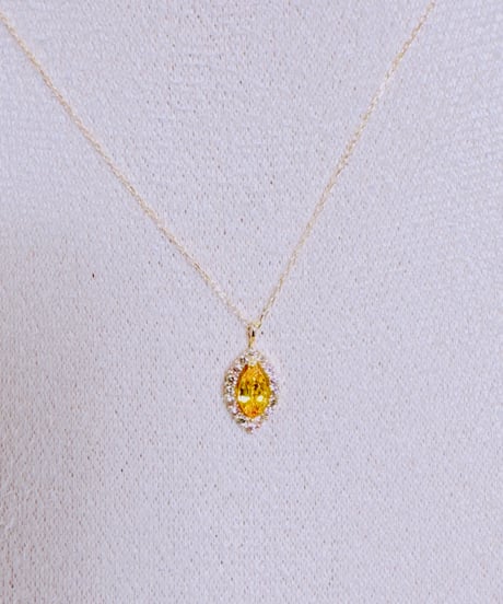 えり様 5916 K18YG イエローサファイア0.25ct/ダイヤモンド0.10ctネックレス