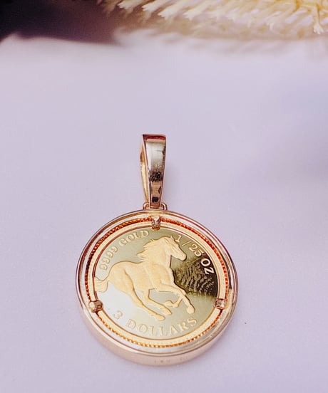 たかみ様 30013 K24YG/K18YG枠 D0.20ct 1/25OZ 3.41g コインペンダント