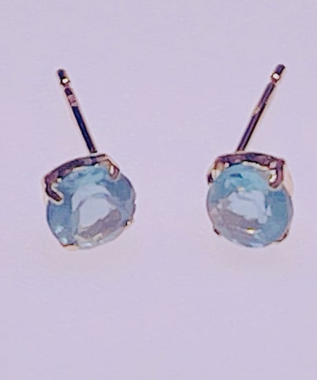1414 天然パライバアパタイトピアス　K18YG 4ミリ 0.60ct　ラウンド