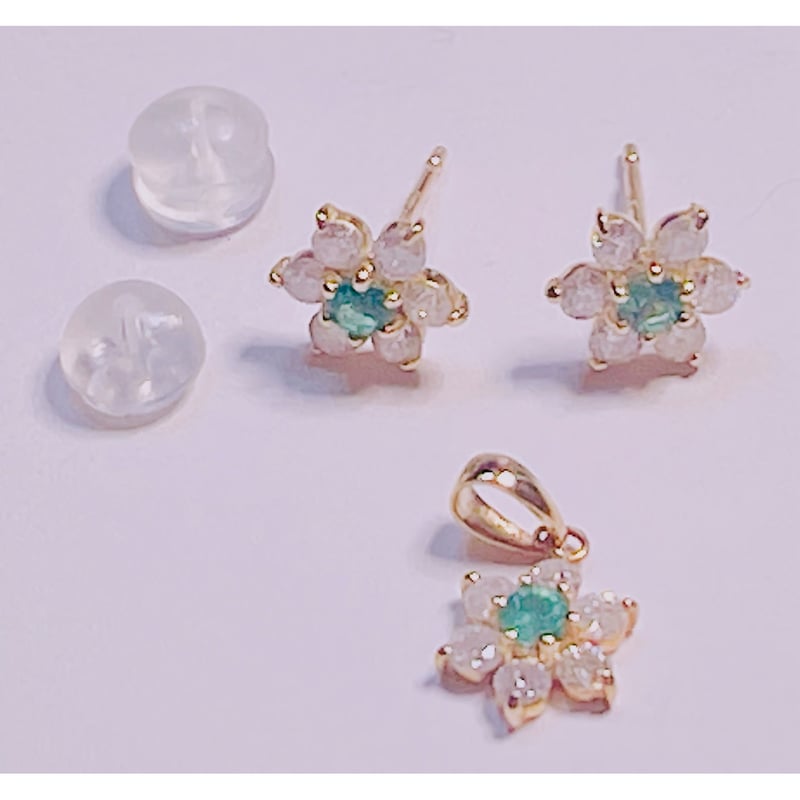 新品 K18YG コロンビア産 エメラルド ダイヤモンド ピアス 0.20ct D0  