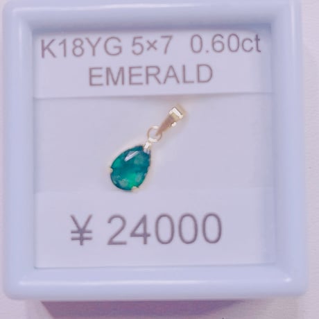 1389 K18YG 5X7 0.6ctエメラルドペンダントトップ