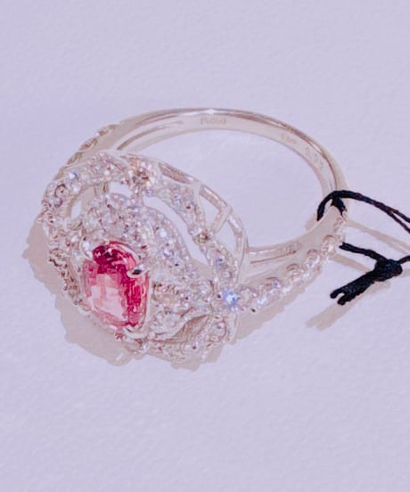 あるまじろ様 8880 PT950パパらチアサファイア1.04ct/ダイヤ0.41ctリング #15