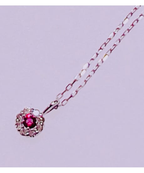 こあ様、ありんこ様、あんず様 1095 PT950 ルビー0.03ct、ダイヤモンド0.02ct取り巻きネックレス