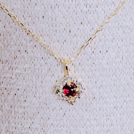 ERI様 5920 K18YG ルビー0.05ct/ダイヤモンド0.03ctネックレス