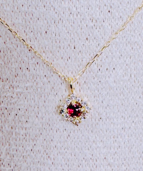 ERI様 5920 K18YG ルビー0.05ct/ダイヤモンド0.03ctネックレス