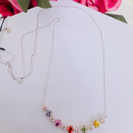 6054 PT900 サファイア0.6ct/ダイヤモンド0.20ctネックレス