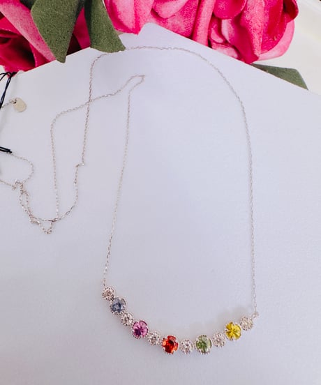6054 PT900 サファイア0.6ct/ダイヤモンド0.20ctネックレス