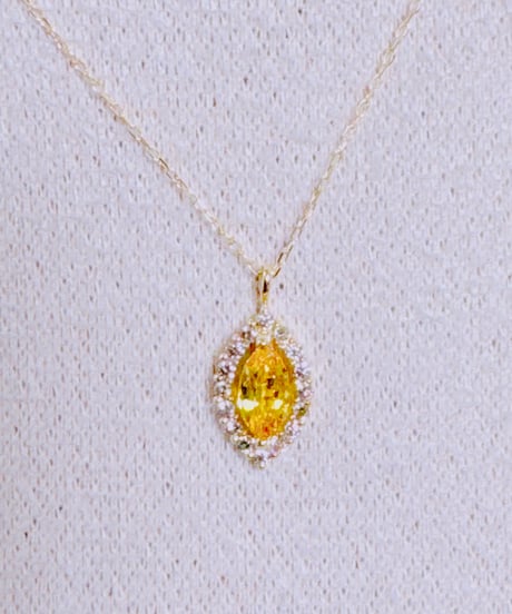 えり様 5916 K18YG イエローサファイア0.25ct/ダイヤモンド0.10ctネックレス