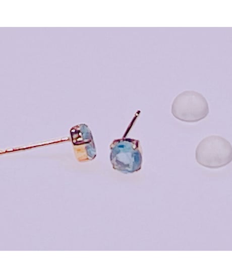 1414 天然パライバアパタイトピアス　K18YG 4ミリ 0.60ct　ラウンド
