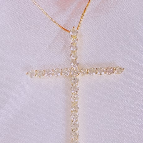 プクココ様 20941 K18YG D2.0ct クロスネックレス