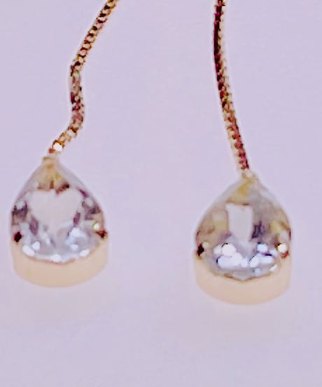 1200 K18YG 4X6 0.7ctアクアマリンピアス