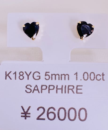 4986 K18YG 5mm 1.00ct サファイアハートピアス