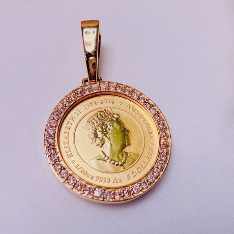 misa様 30020 K24YG/K18YG枠 D0.2ct 約3.4g　1/25OZ　コインペンダント