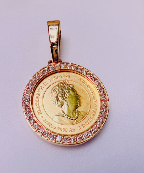 misa様 30020 K24YG/K18YG枠 D0.2ct 約3.4g　1/25OZ　コインペンダント