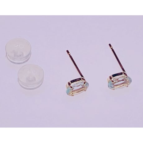 1438  天然パライバアパタイトピアス　K18YG 3X5 0.4ct