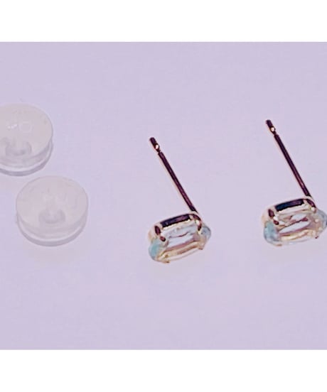 1438  天然パライバアパタイトピアス　K18YG 3X5 0.4ct