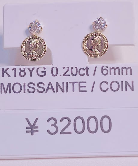 ako様1577 K18YG 0.2ct/6ミリ モアサナイト/コインピアス