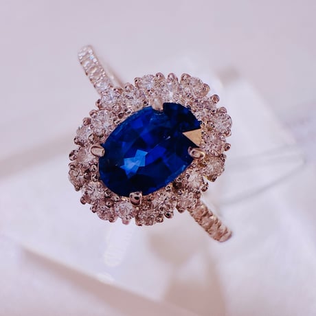 RIE様 JJFT 30776 PT950 ロイヤルブルーサファイア0.560ct/D0.310ct リング