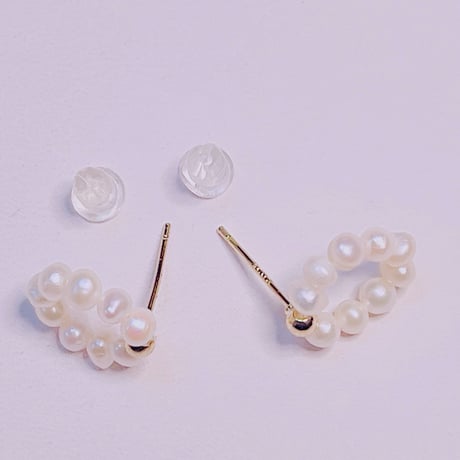 1864 淡水パールピアス　シルバー９２５