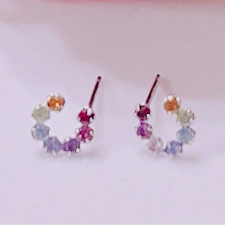 3530 K18WG タンザナイト/ペリドット/シトリンピアス