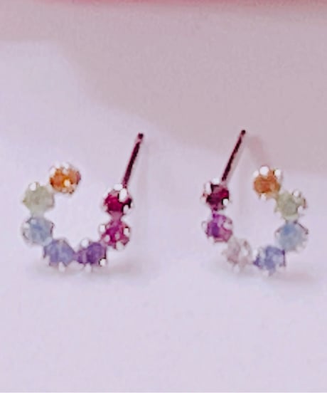 3530 K18WG タンザナイト/ペリドット/シトリンピアス