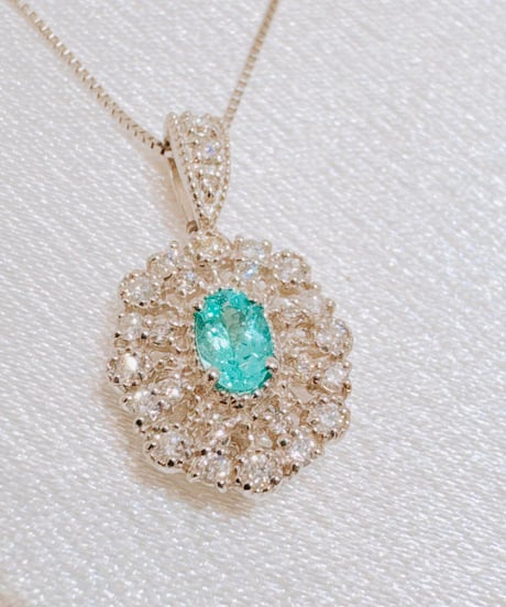 TJF20843 PT900 パライバトルマリン0.20ct/D0.22ct ネックレス